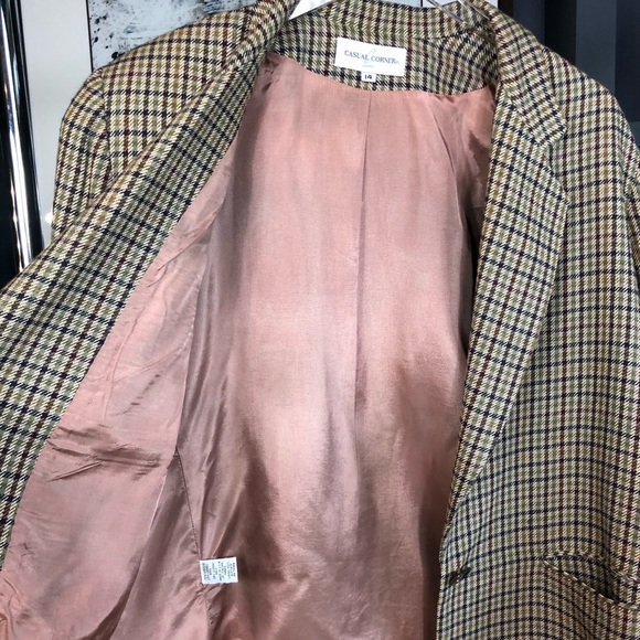 Vintage Check Plaid Blazer Oversized Casual Corner - Picture 7 of 10
